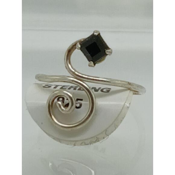 SOLD.   Sexy Black Crystal Rhinestone Toe Ring Adjustable Sterling Silver - Picture 2 of 8